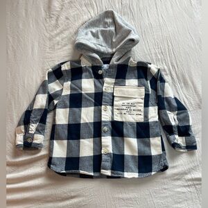 ZARA Kid Boys Blue White‎ Plaid Grey
Hoodie Flannel Fall Size 18-24 Months